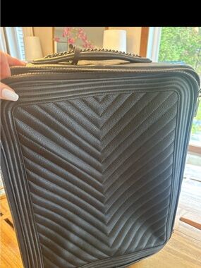 CHANEL Women’s Black Quilted Chevron Carry on Luxury Luggage